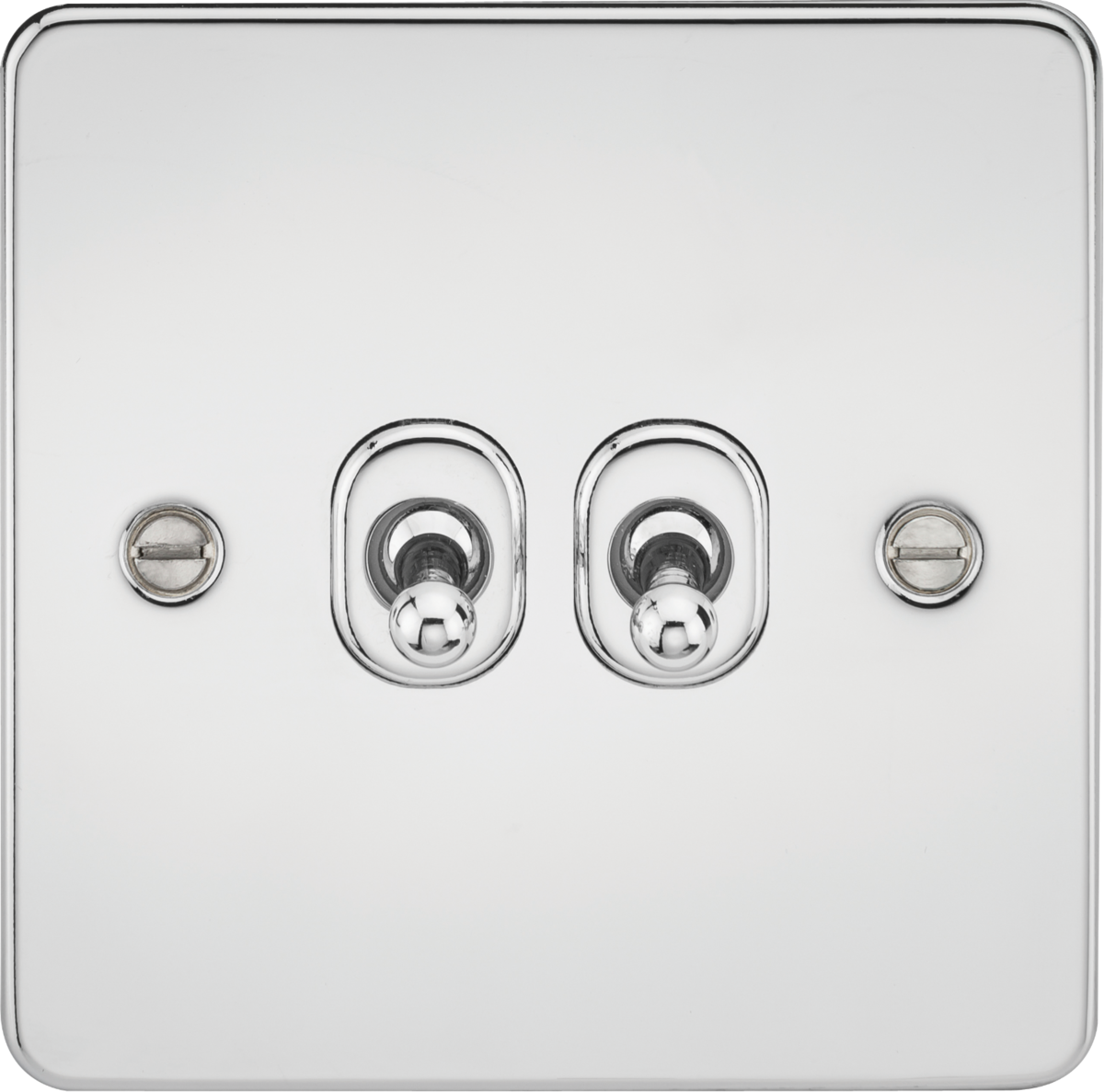 Flat Plate 10AX 2G 2-way toggle switch - polished chrome