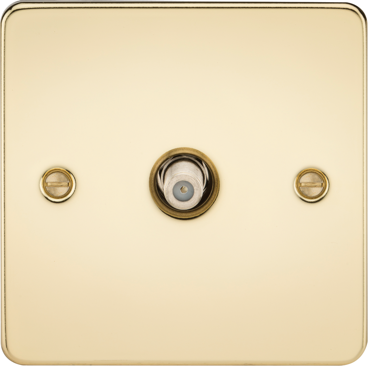 Flat Plate 1G SAT TV Outlet (non-isolated) - Polished Brass