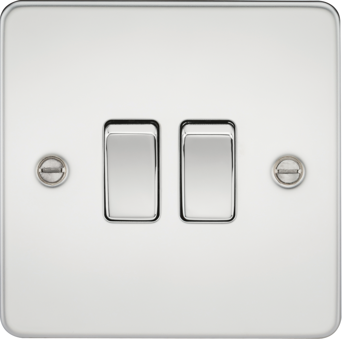 Flat Plate 10AX 2G 2-way switch - polished chrome