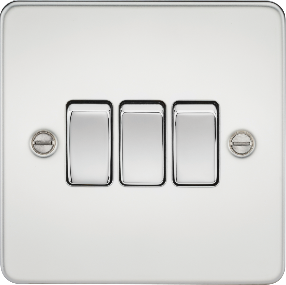 Flat Plate 10AX 3G 2-way switch - polished chrome