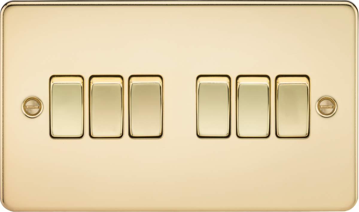 Flat Plate 10AX 6G 2-way switch - polished brass