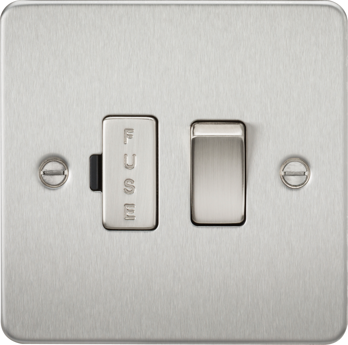 Flat Plate 13A switched fused spur unit - brushed chrome