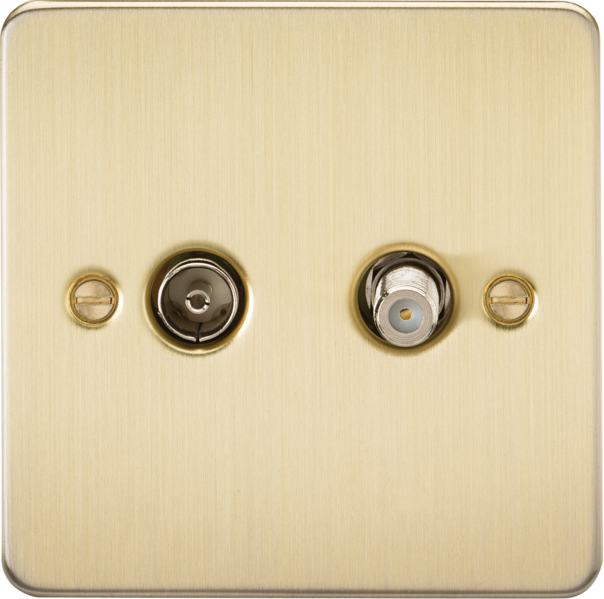 Flat Plate TV and SAT TV Outlet (isolated) - Brushed Brass