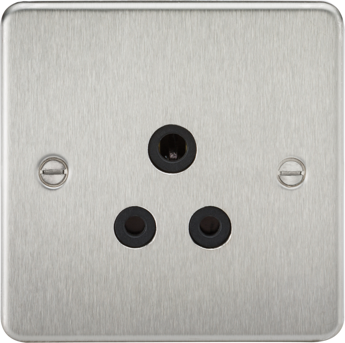 Flat Plate 5A unswitched socket - brushed chrome with black insert