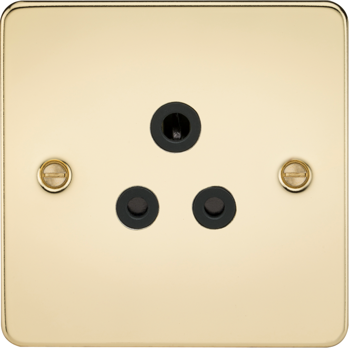 Flat Plate 5A unswitched socket - polished brass with black insert