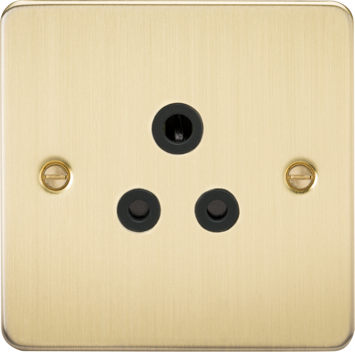 Flat Plate 5A unswitched socket - brushed brass with black insert