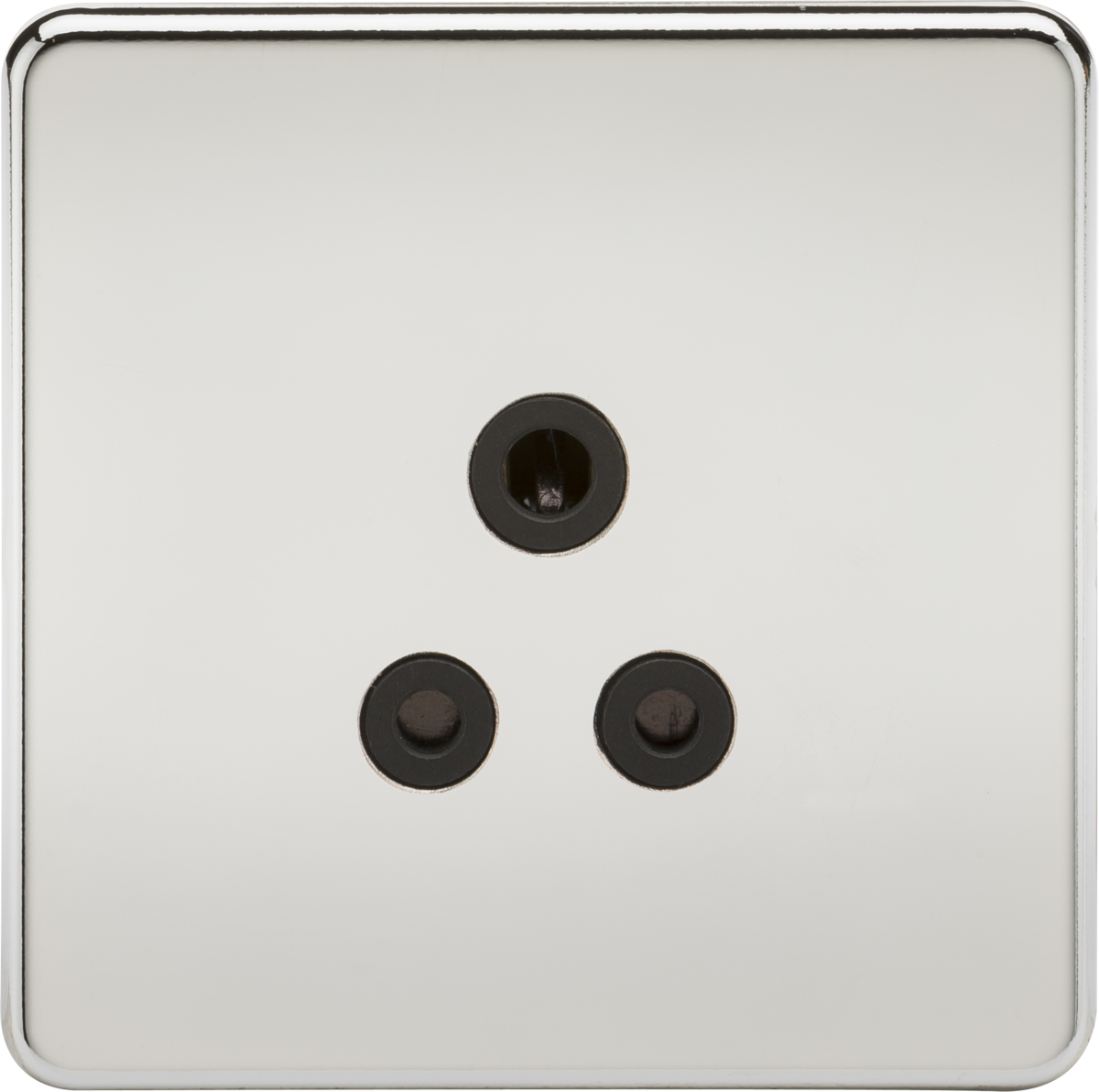 Screwless 5A Unswitched Socket - Polished Chrome with Black Insert