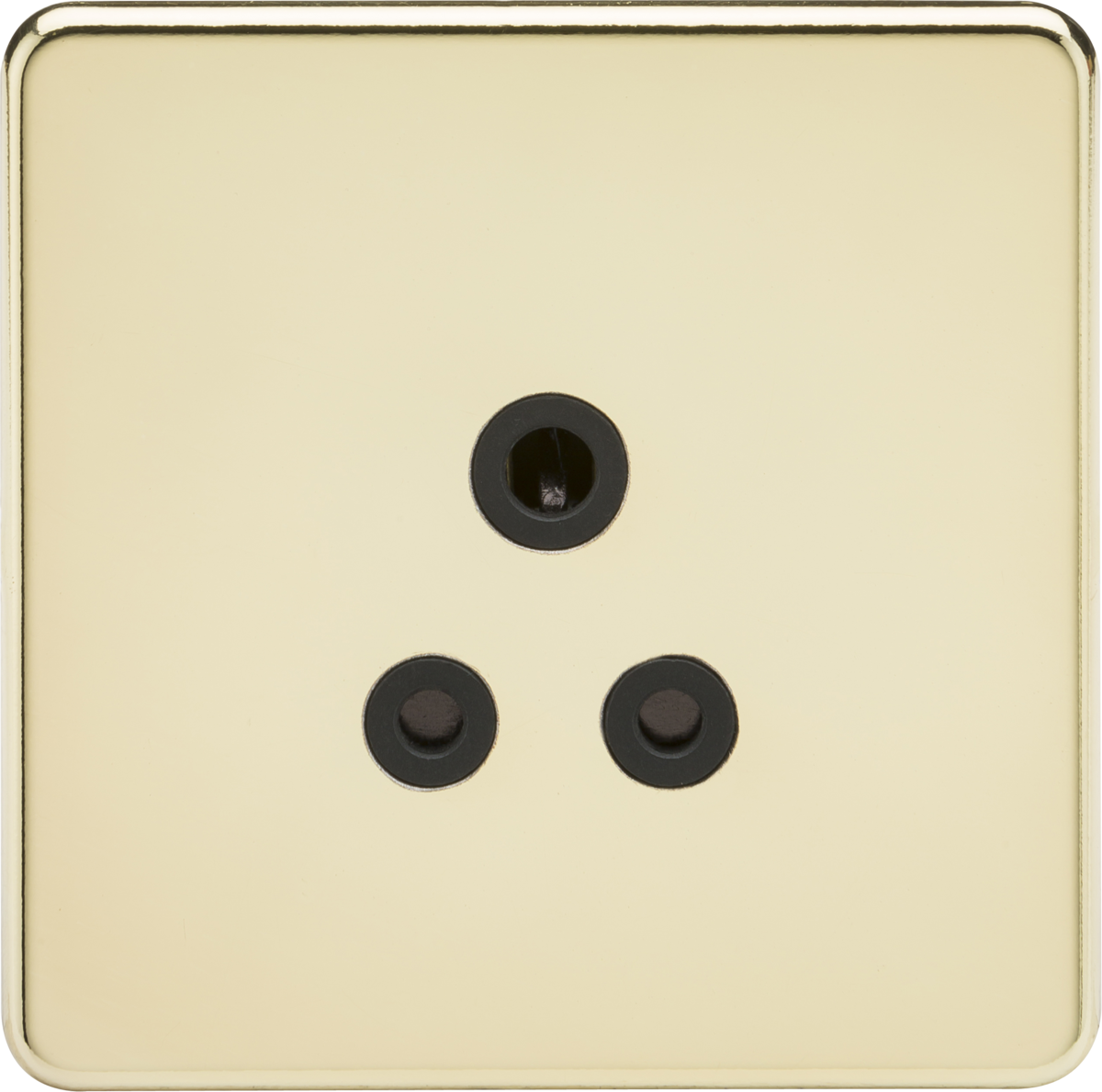Screwless 5A Unswitched Socket - Polished Brass with Black Insert