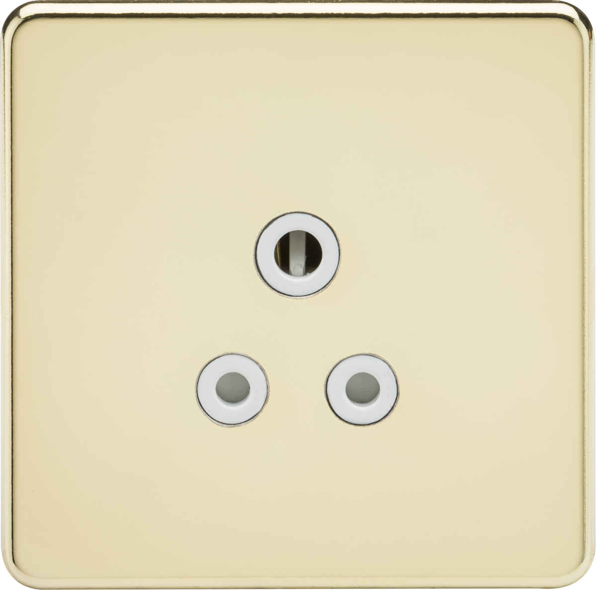 Screwless 5A Unswitched Socket - Polished Brass with White Insert