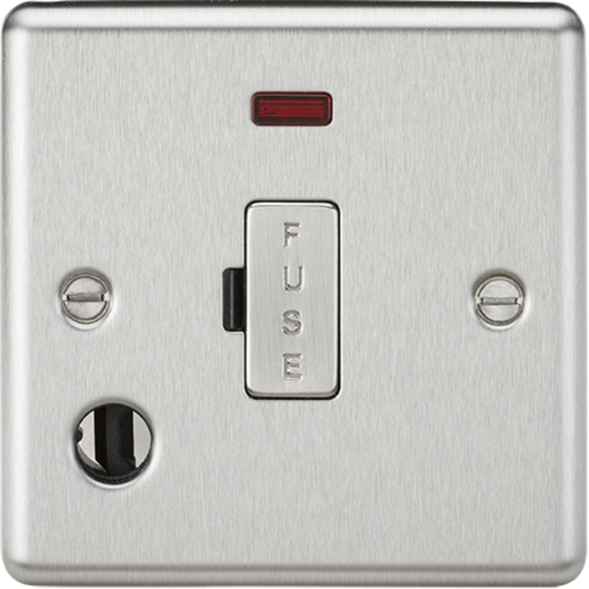 13A Fused Spur Unit with Neon & Flex Outlet - Rounded Edge Brushed Chrome