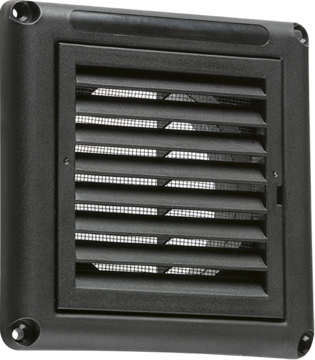 100mm/4 inch Extractor Fan Grille with Fly Screen - Black