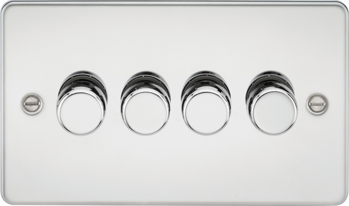 Flat Plate 4G 2 way 10-200W (5-150W LED) trailing edge dimmer - Polished Chrome