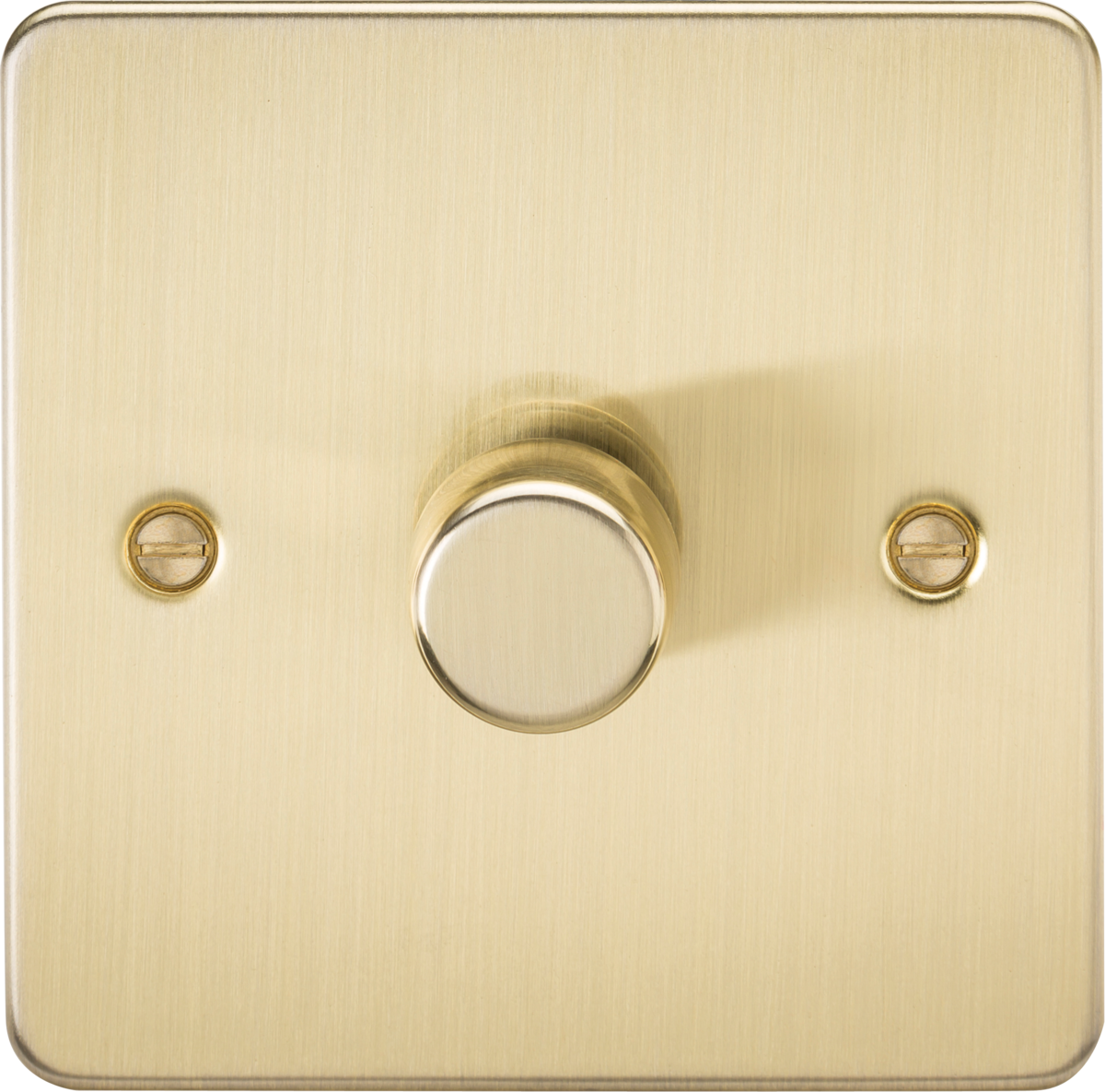 Flat Plate 1G 2 way 10-200W (5-150W LED) trailing edge dimmer - Brushed Brass