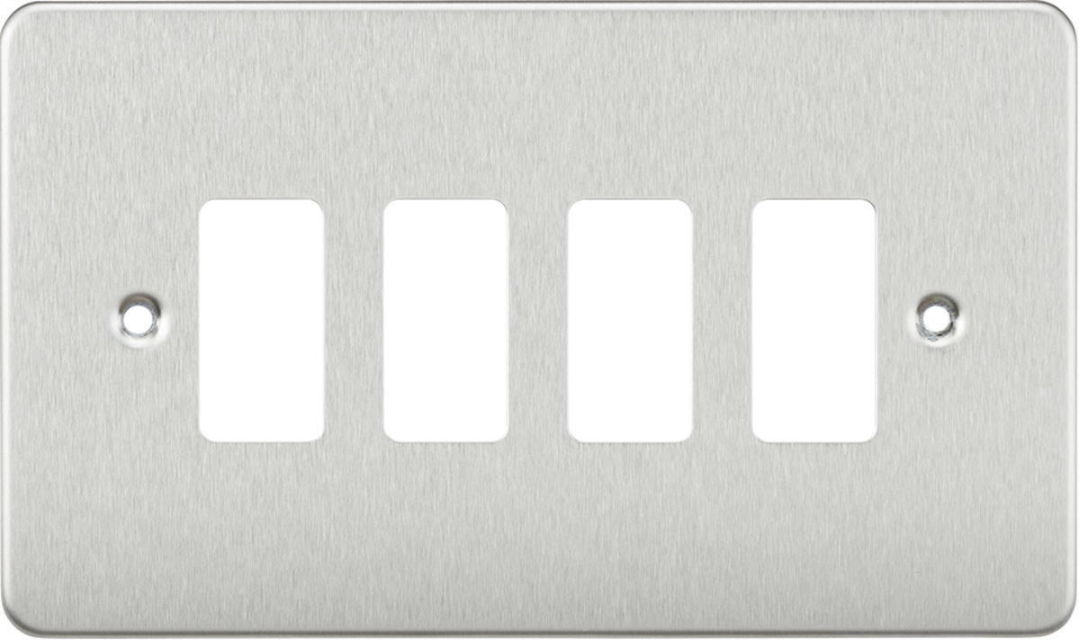 Flat plate 4G grid faceplate - brushed chrome
