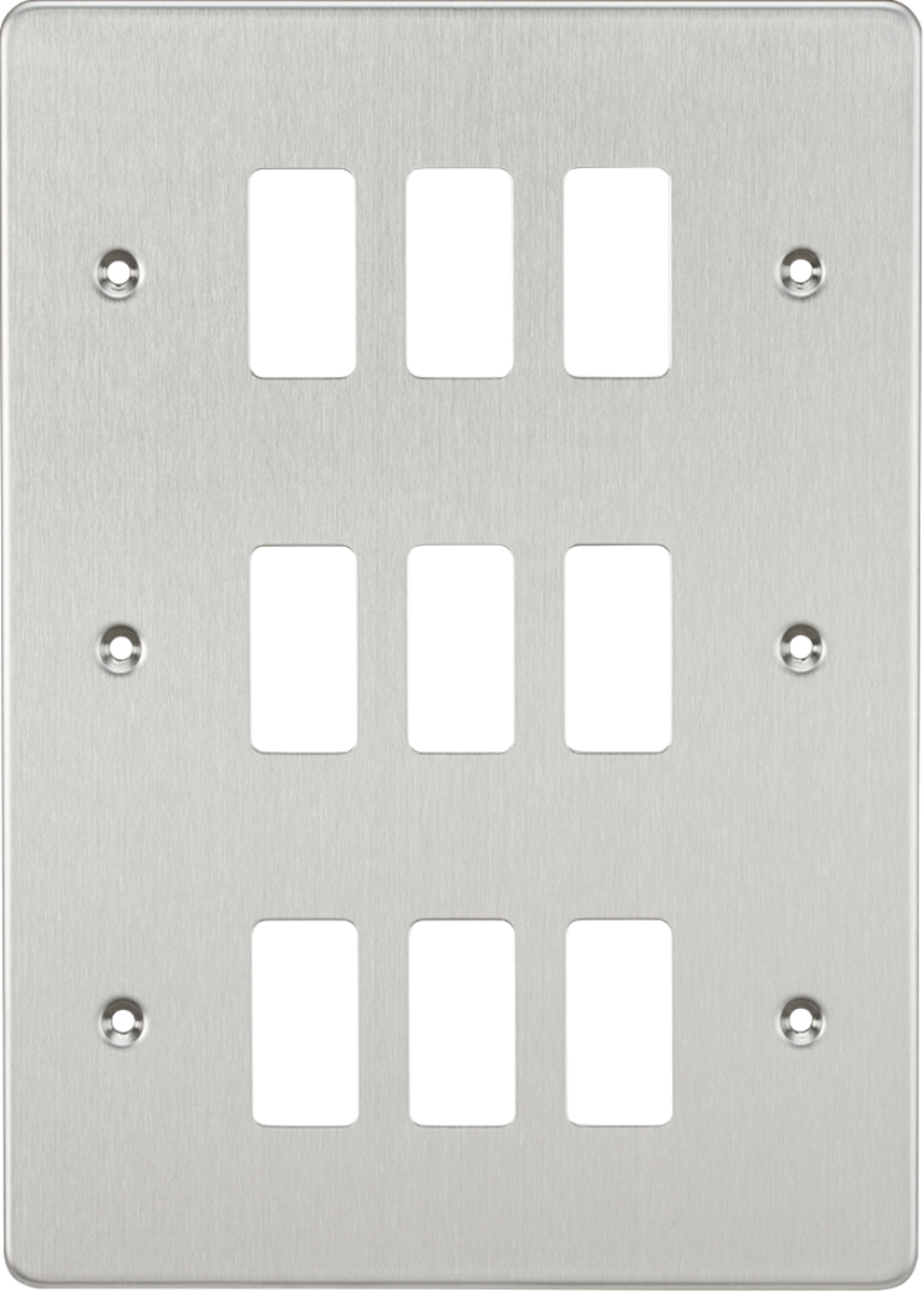 Flat plate 9G grid faceplate - brushed chrome