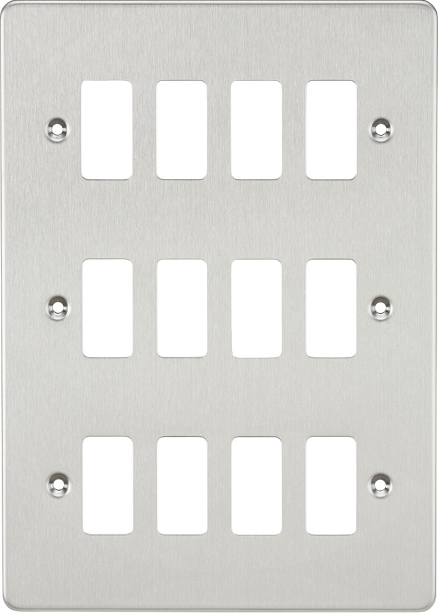 Flat plate 12G grid faceplate - brushed chrome