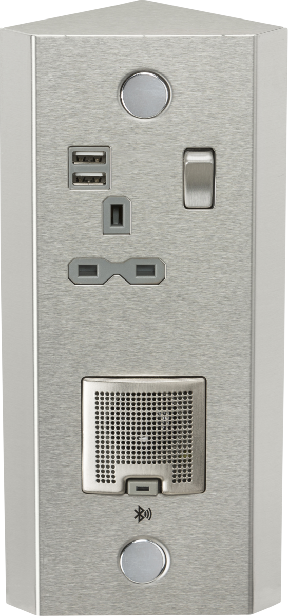 13A 1G Vertical Switched Socket with Dual USB Charger (2.4A) and 3W RMS Bluetooth Speaker