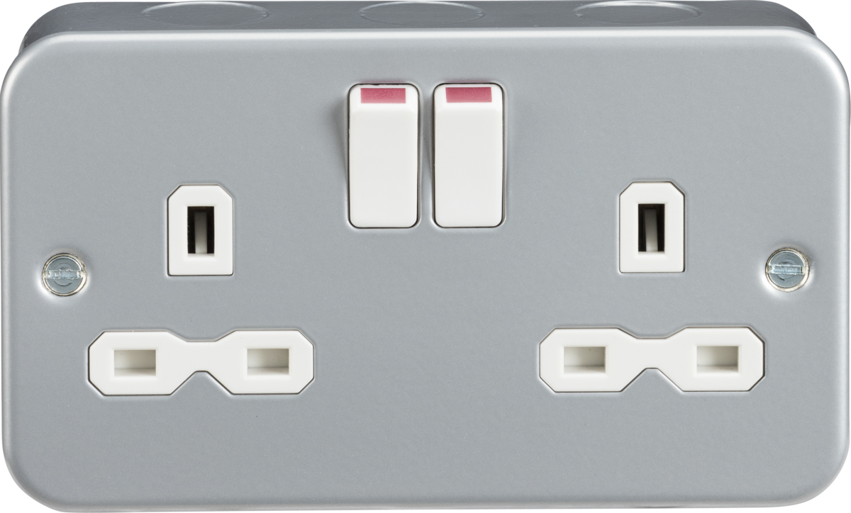 Metal Clad 13A 2G DP Switched Socket