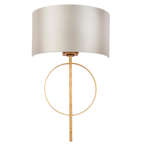 Hoop gold leaf wall light with mink shade