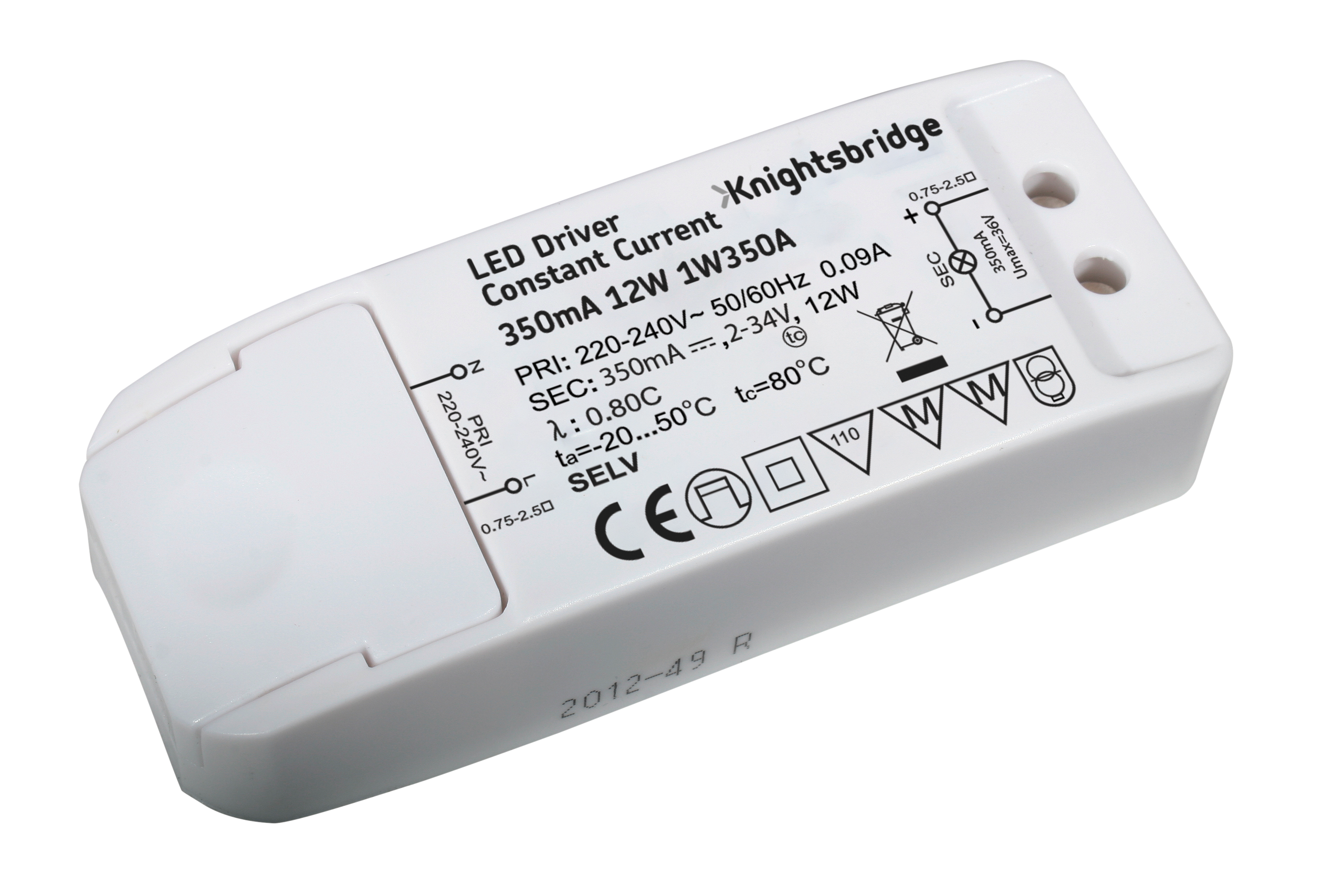 ML Accessories-1W350A IP20 350mA 12W LED Driver - Constant Current