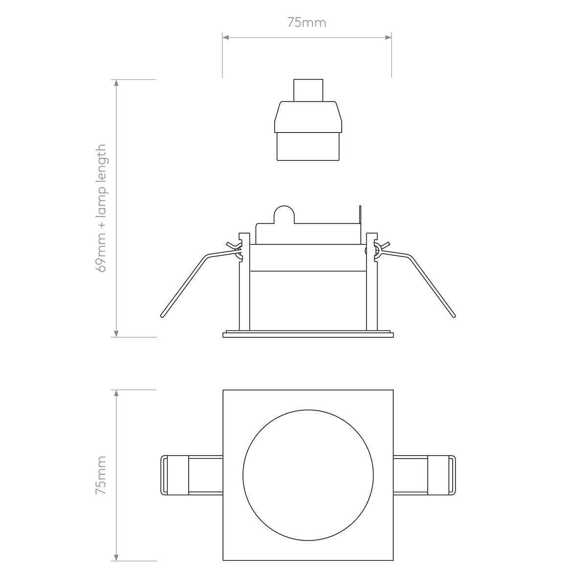 Pinhole Slimline Square Fixed Fire-Rated IP65 Matt White