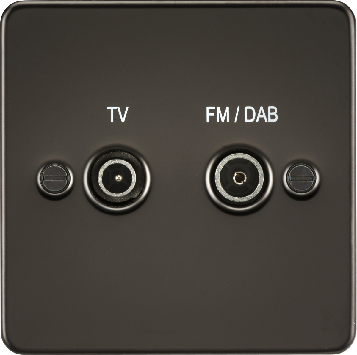 Flat Plate Screened Diplex Outlet (TV, FM DAB) - Gunmetal