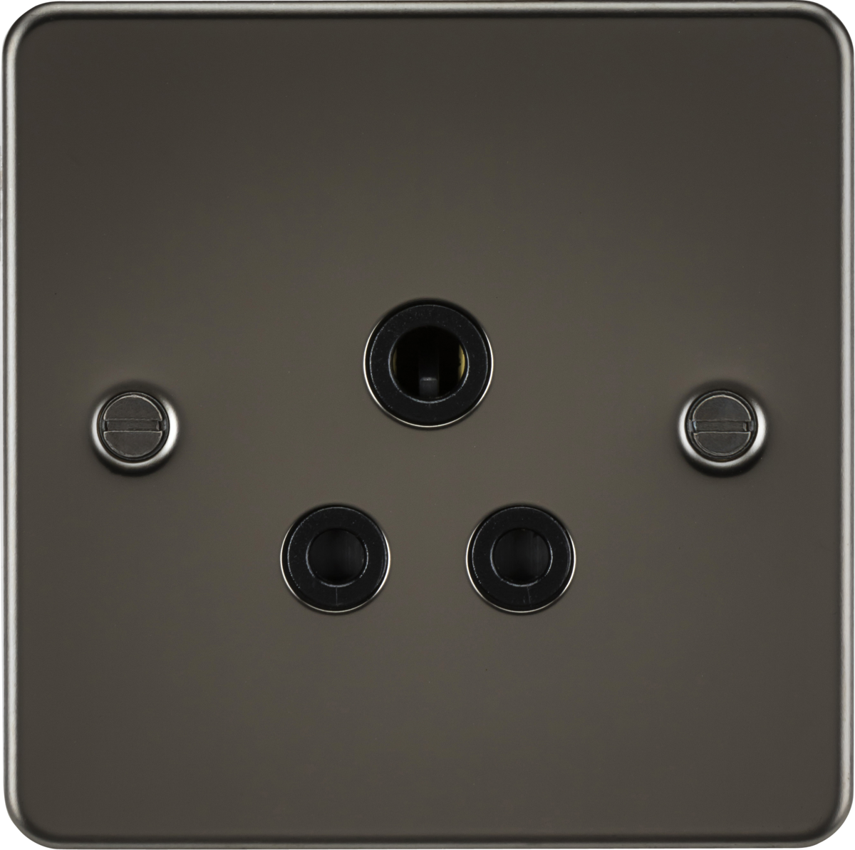 Flat Plate 5A unswitched socket - gunmetal with black insert