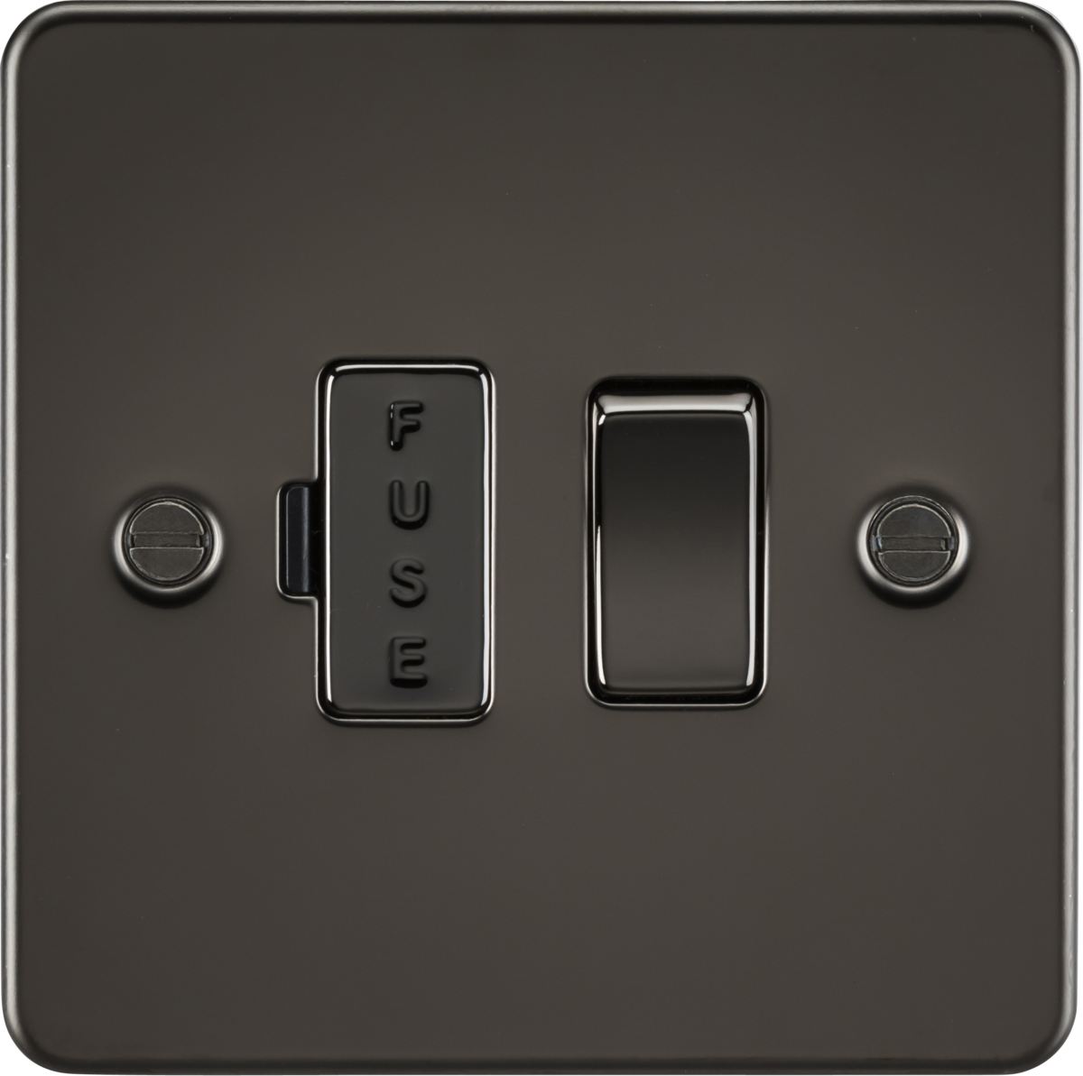 Flat Plate 13A switched fused spur unit - gunmetal