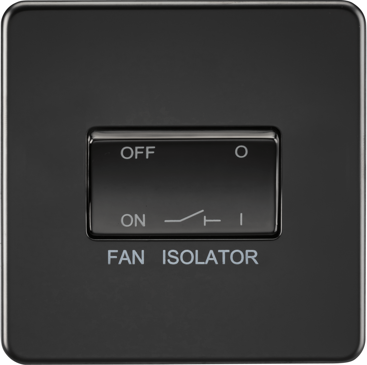 Screwless 10AX 3 pole Fan Isolator Switch - Matt Black
