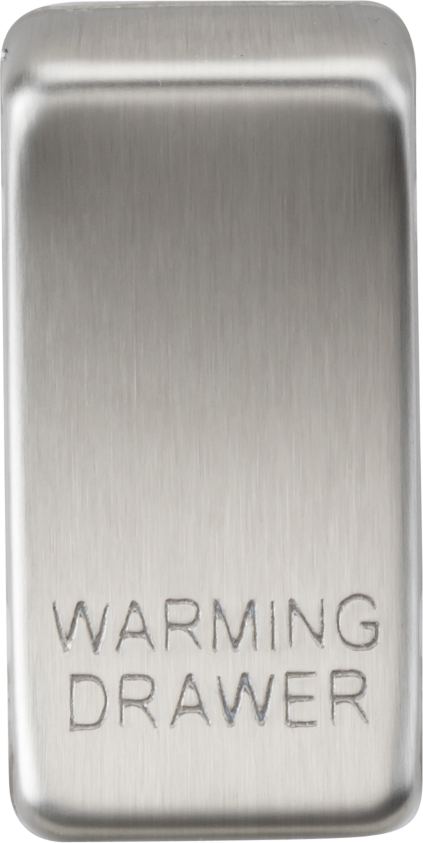 Switch cover "marked WARMING DRAWER" - brushed chrome