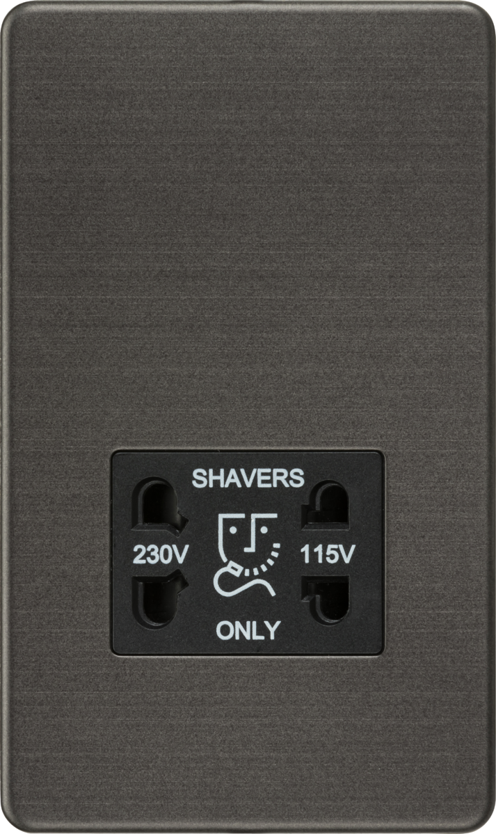 Screwless 115V/230V Dual Voltage Shaver Socket - Smoked Bronze