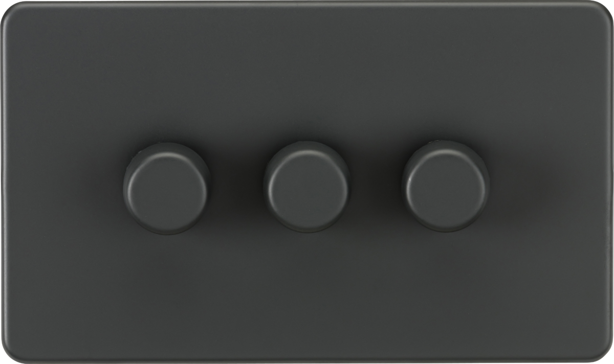 Screwless 3G 2-way 10-200W (5-150W LED) trailing edge dimmer - Anthracite