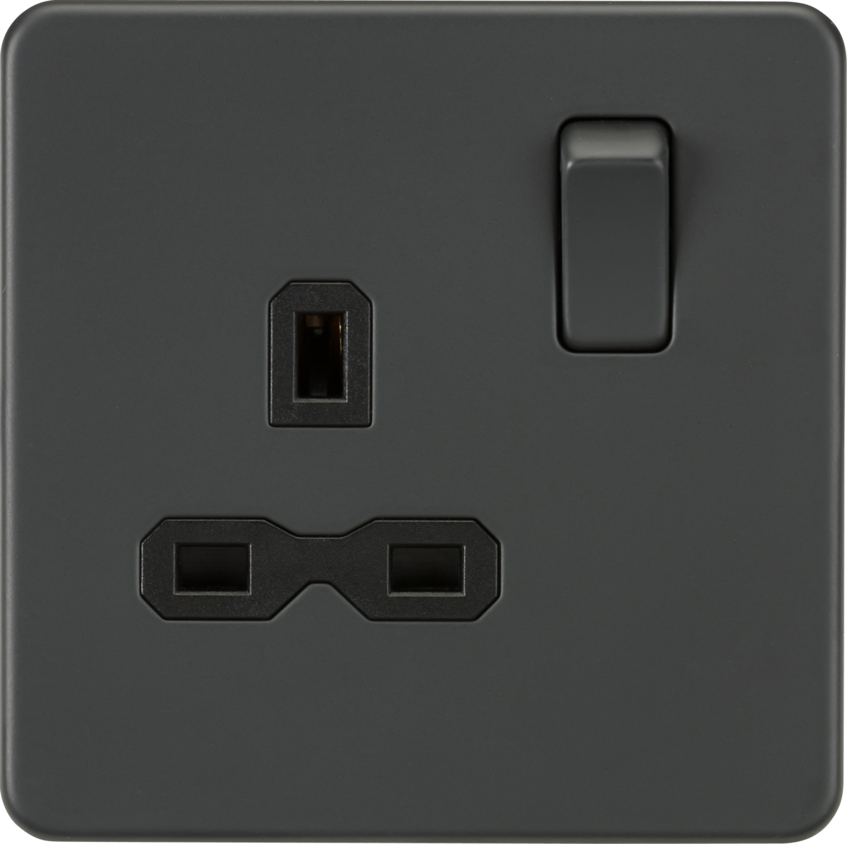 Screwless 13A 1G DP switched socket - Anthracite