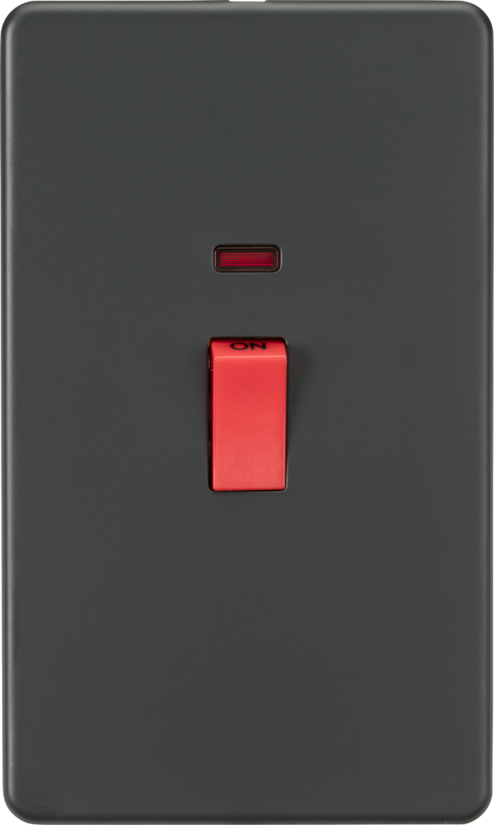 Screwless 45A 2G DP Switch with Neon - Anthracite