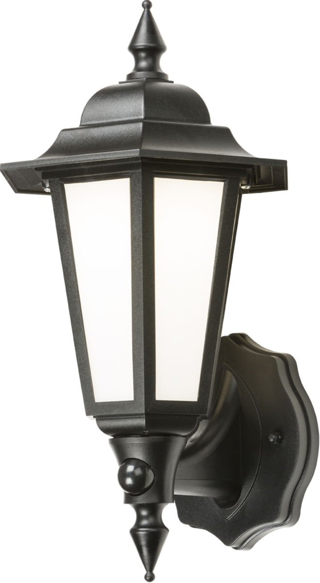 230V IP54 8W LED Wall Lantern with Daylight Sensor - Black