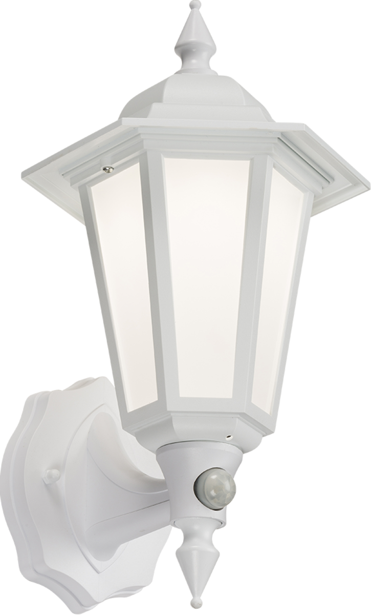 230V IP54 8W LED Wall Lantern with Photocell Sensor - White