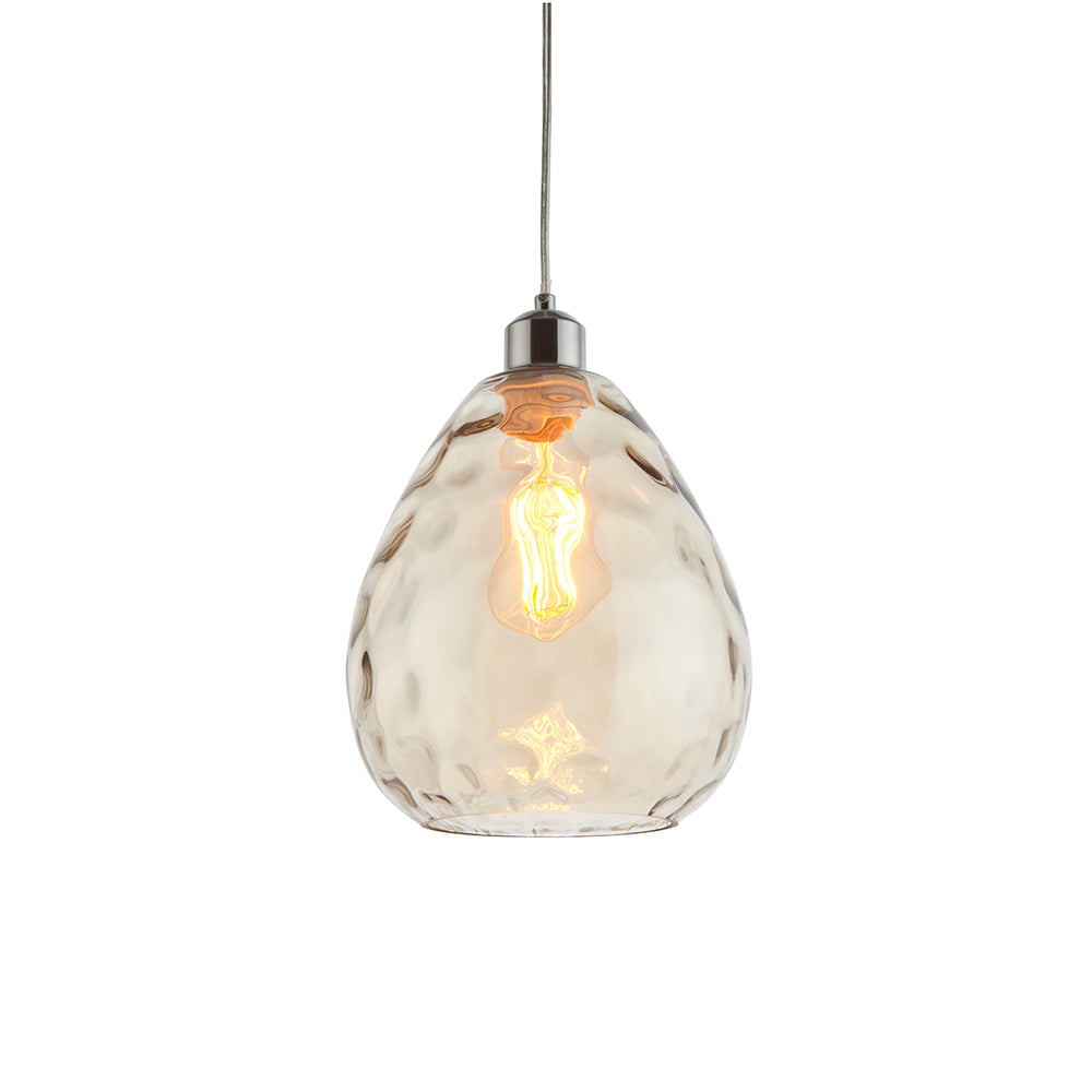 Endon Lighting 60298 Eileen 1Lt Pendant Cognac Rippled Glass
