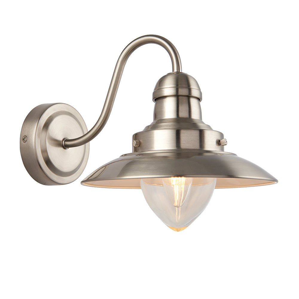Endon Lighting 60800 Mendip 1Lt Wall Satin Nickel Plate & Clear Glass