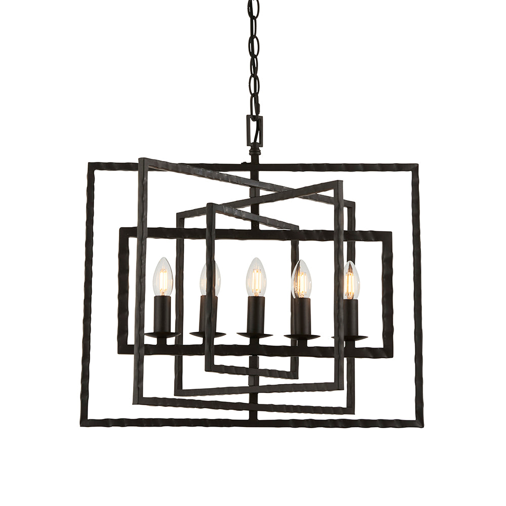 Endon Lighting 61017 Tibbet 5Lt Pendant Aged Hammered Pewter Paint