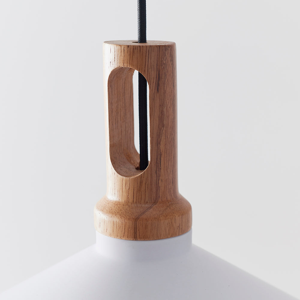 Endon Lighting 61352 Garcia 1Lt Pendant Matt White Paint & Light Wood