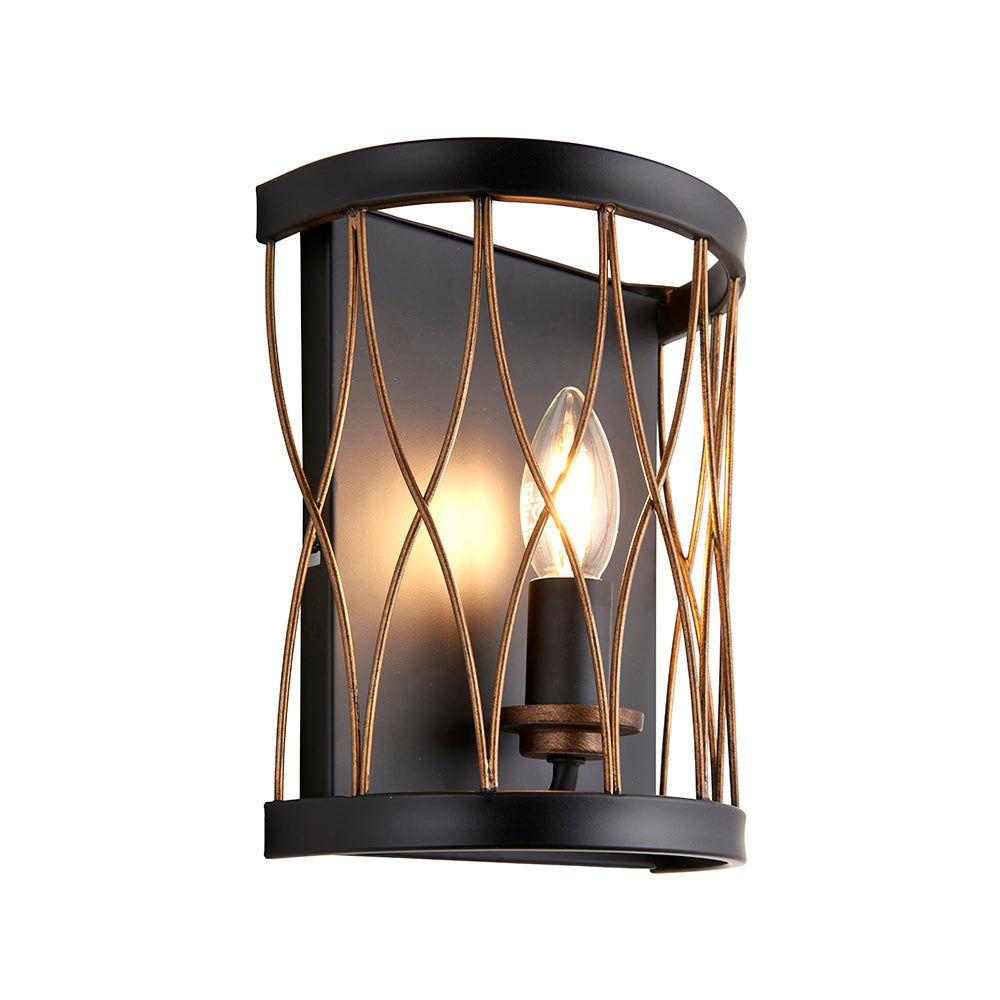 Endon Lighting 61499 Heston 1Lt Wall Matt Black & Rustic Bronze Paint