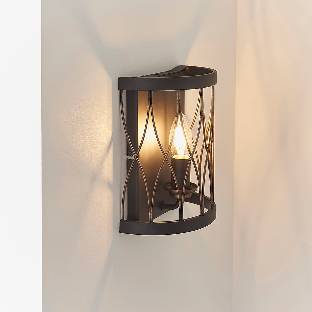 Endon Lighting 61499 Heston 1Lt Wall Matt Black & Rustic Bronze Paint