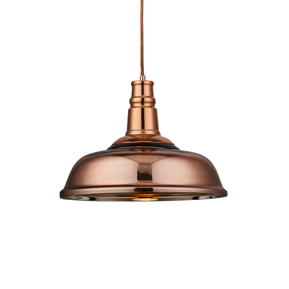 Endon Lighting 61705 Jackman 1Lt Pendant Copper Glass & Copper Plate