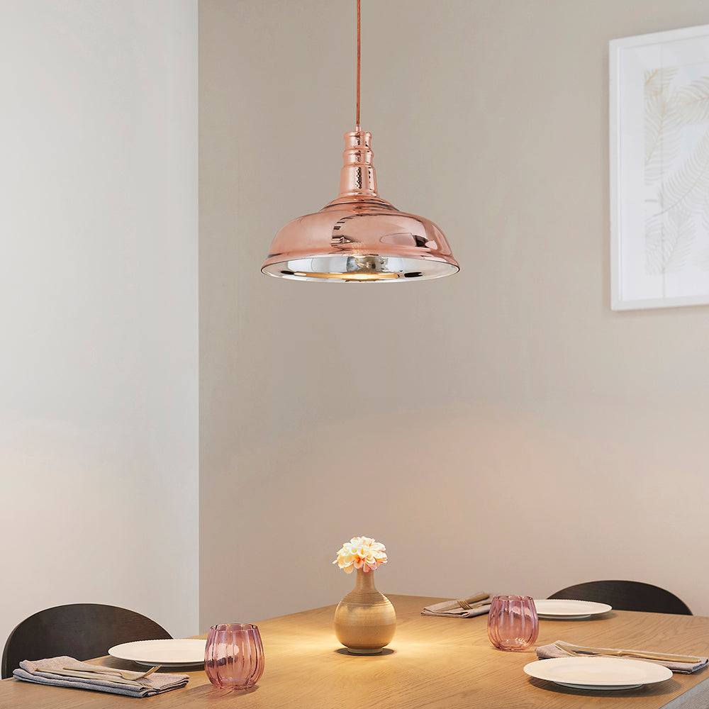 Endon Lighting 61705 Jackman 1Lt Pendant Copper Glass & Copper Plate
