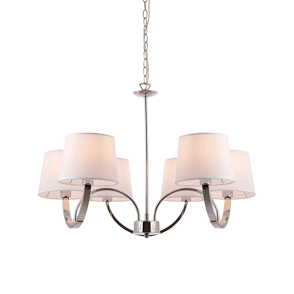 Endon Lighting 61709 Macy 6Lt Pendant Chrome Plate & White Fabric