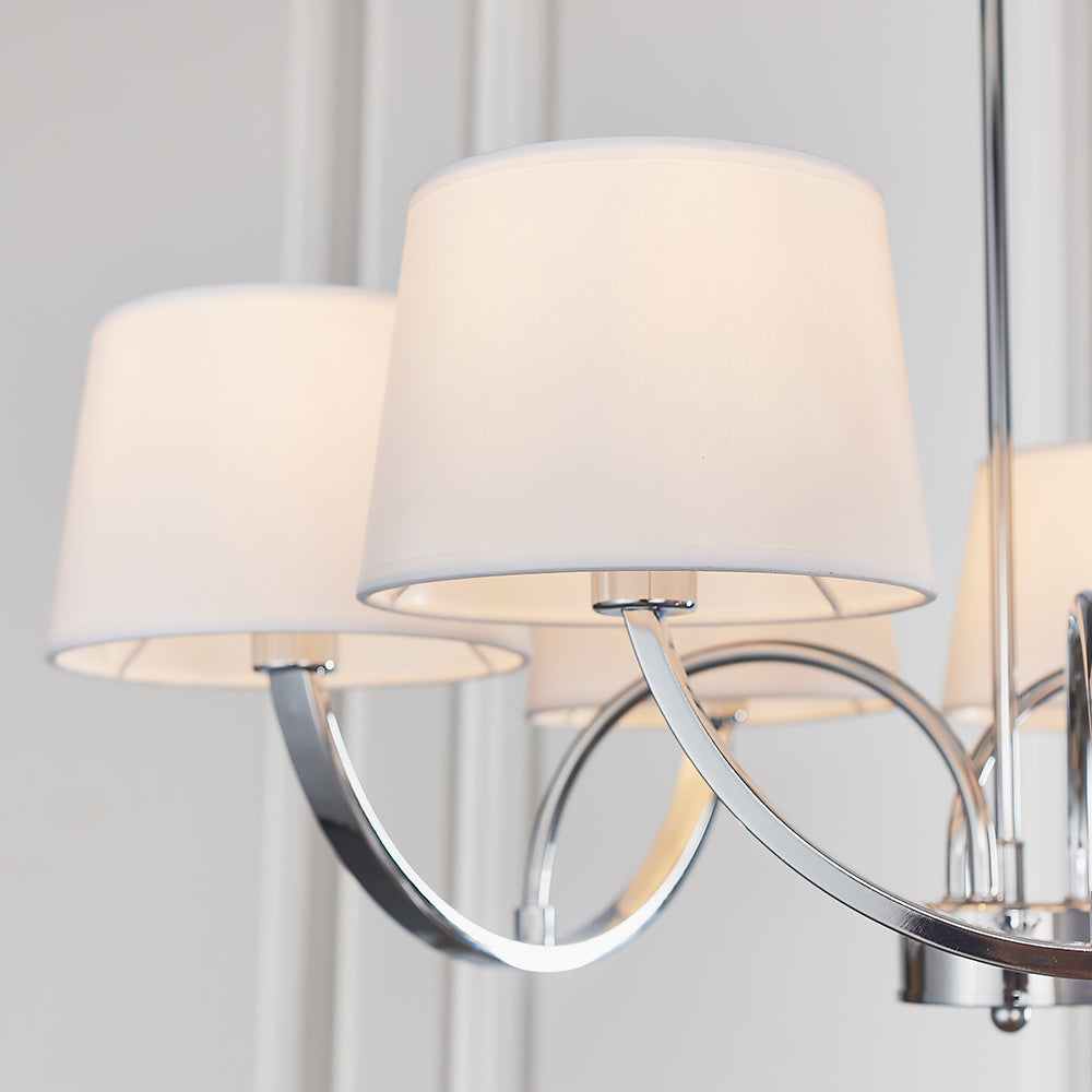 Endon Lighting 61709 Macy 6Lt Pendant Chrome Plate & White Fabric