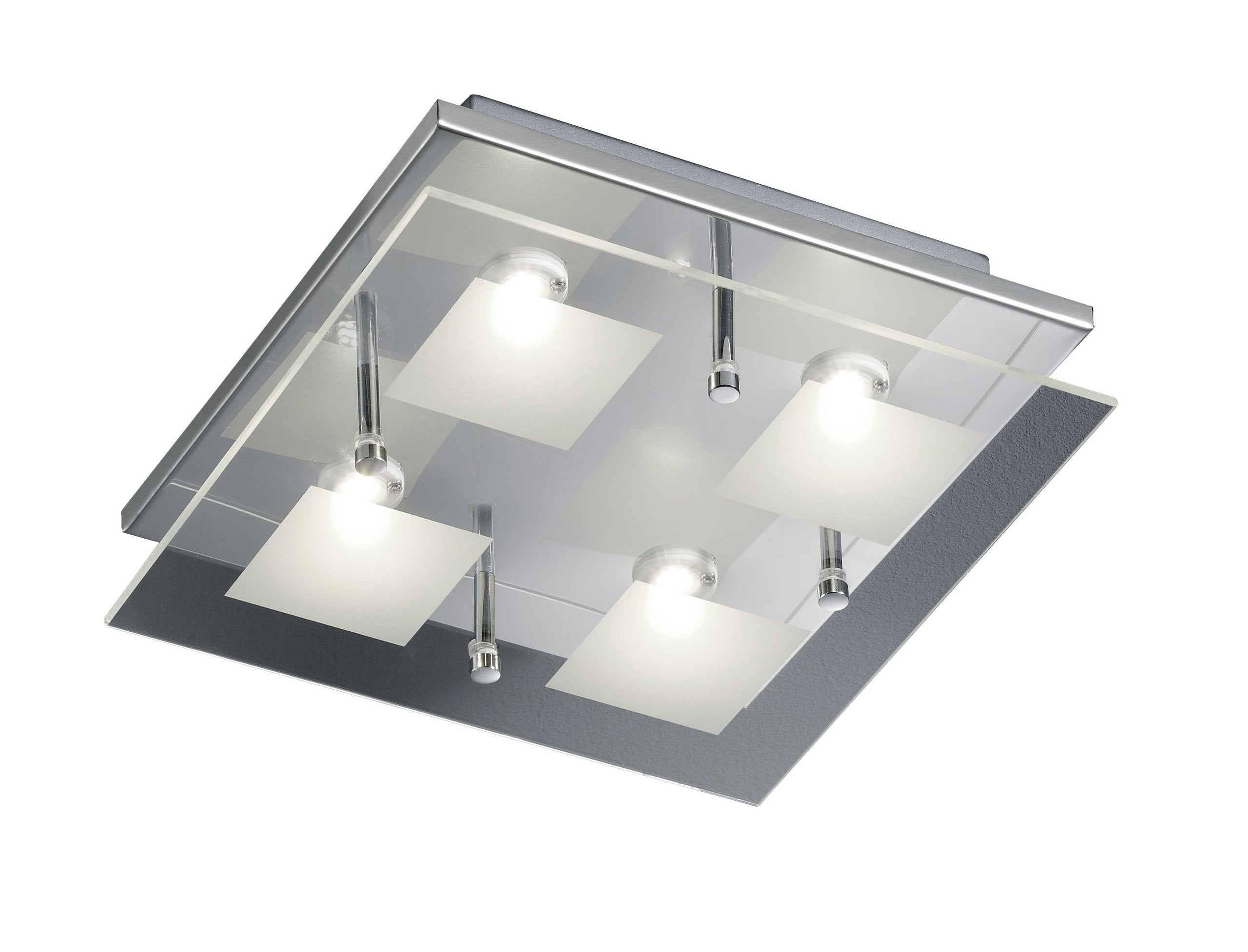 4 SQUARE CEILING LIGHT - 4 X 4.5W OSRAM LED - CLEAR/SATINATED GLASS