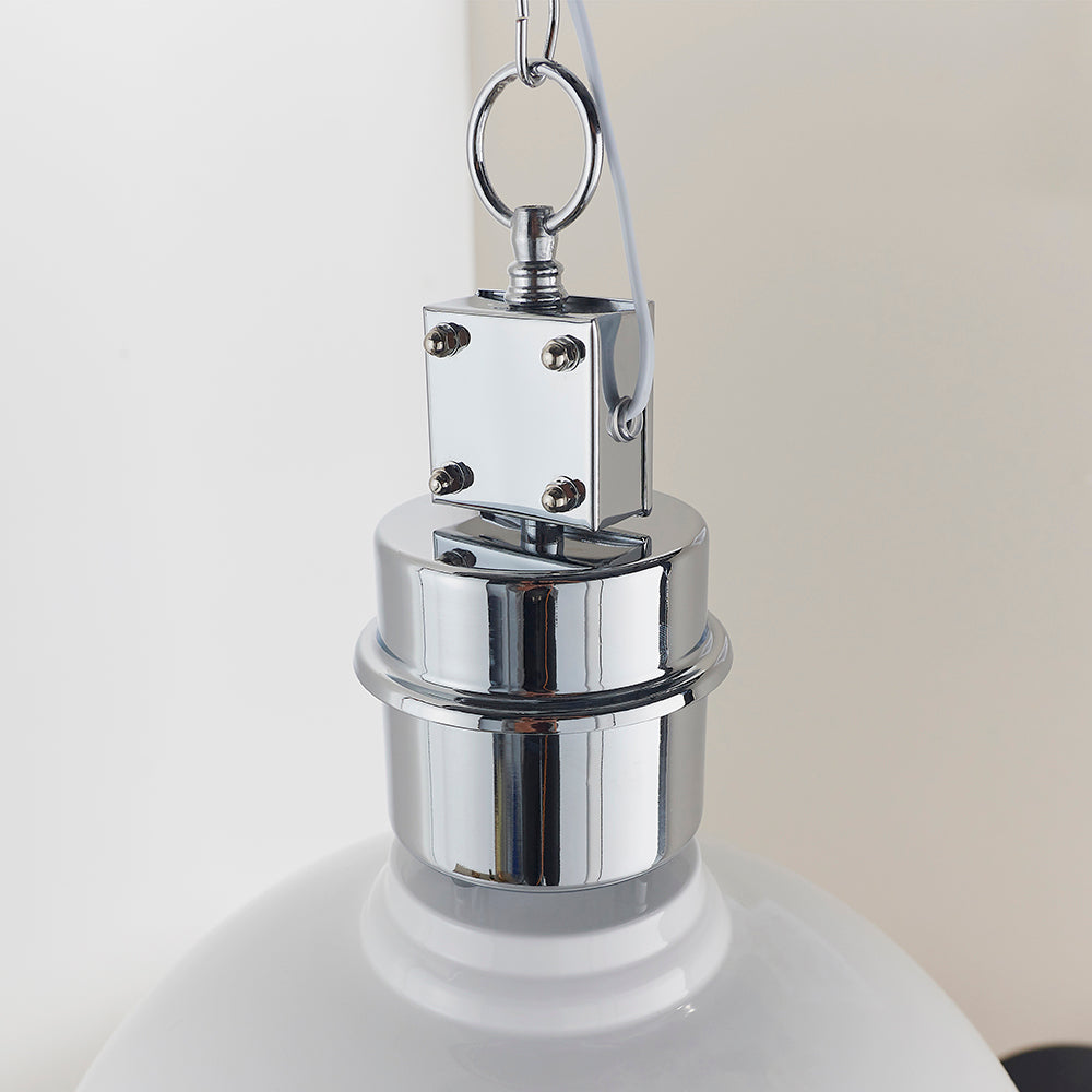 Endon Lighting 67556 Collingham 1Lt Pendant Gloss White & Satin Chrome Plate