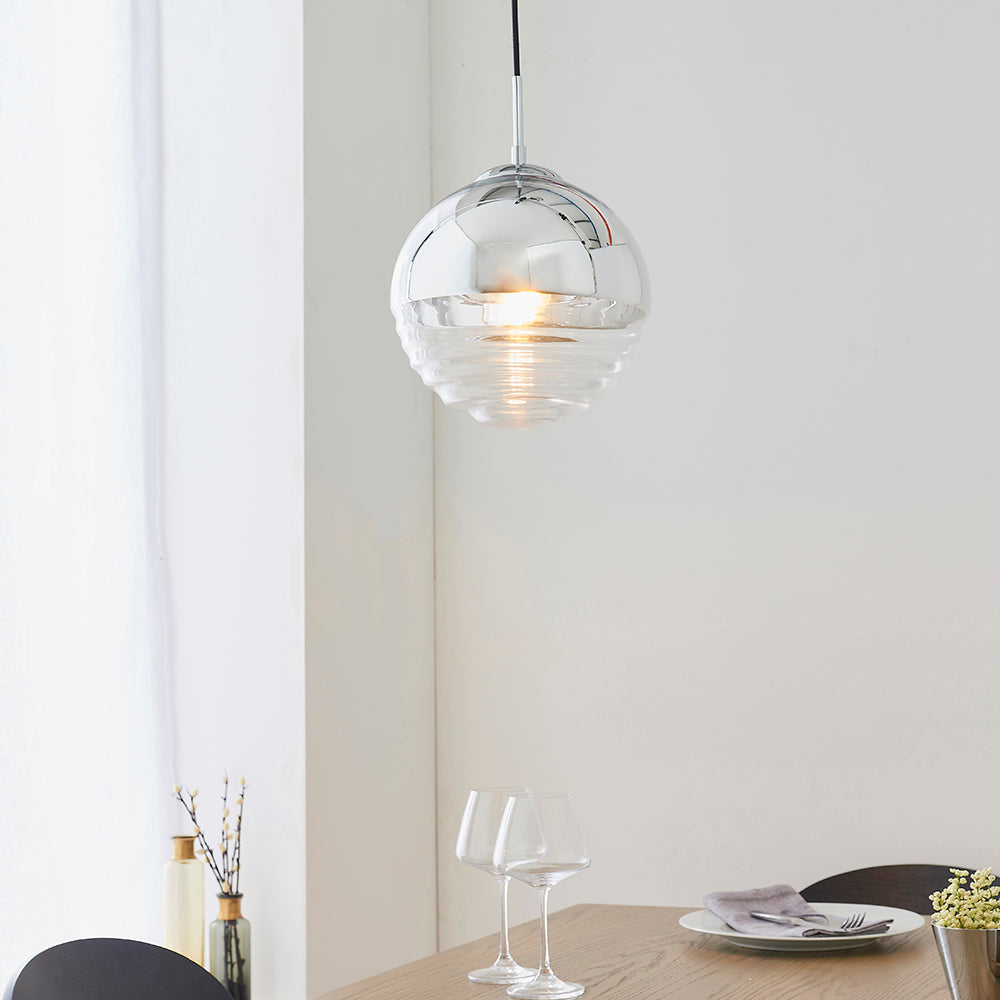 Endon Lighting 68959 Paloma 1Lt Pendant Chrome Plate & Clear Ribbed Glass