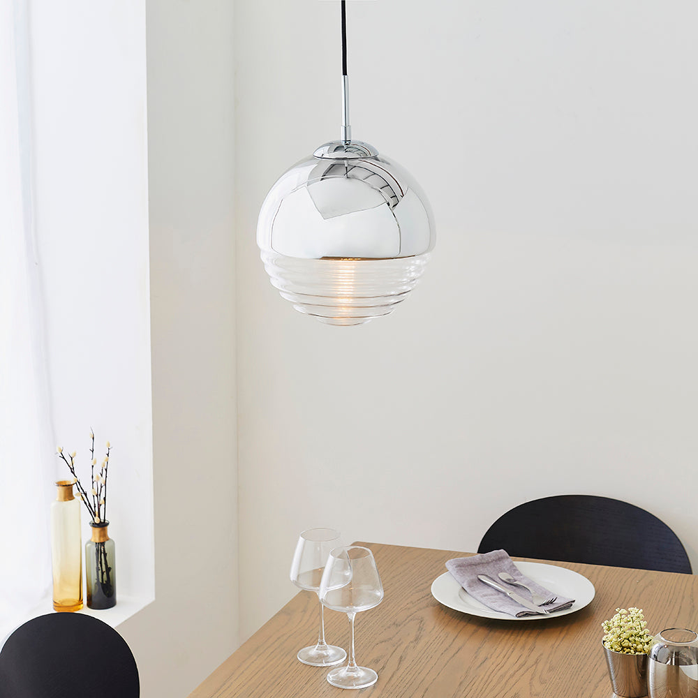 Endon Lighting 68959 Paloma 1Lt Pendant Chrome Plate & Clear Ribbed Glass